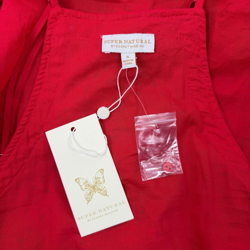 Super Natural by Secret Mission Daniella Cotton Eyelet Dress Red Size S - Picture 14 of 15